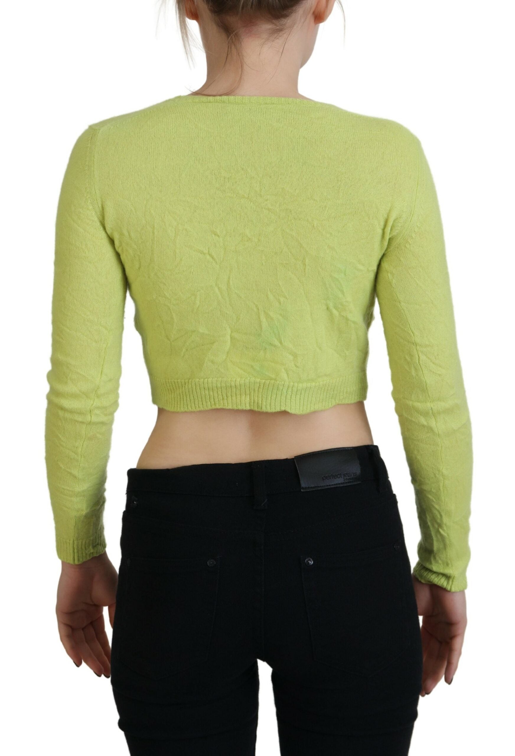 Pull court à manches longues en cachemire jaune et vert Dsquared²