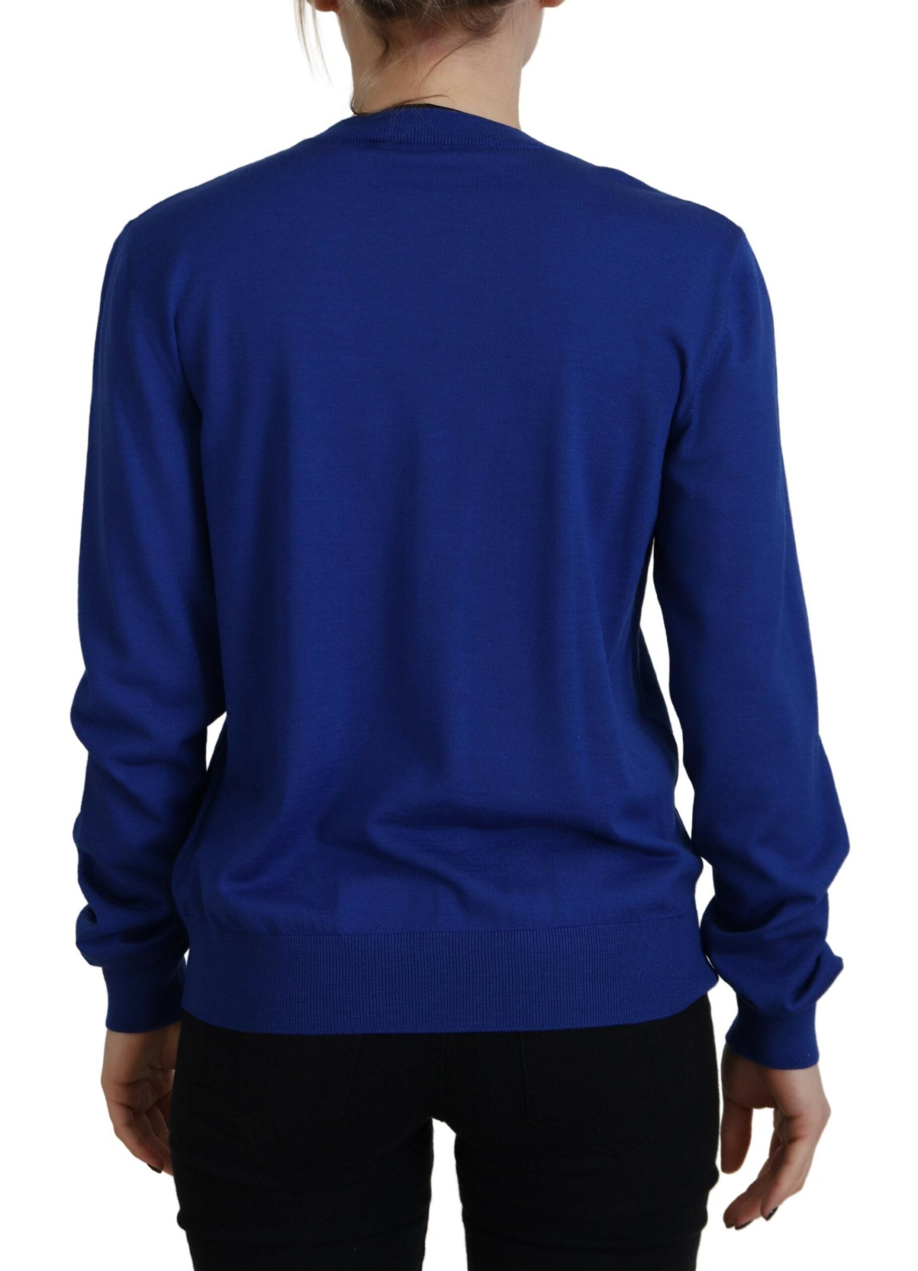 Blue Wool Crew Neck Sweater with Logo by DSQUARED2