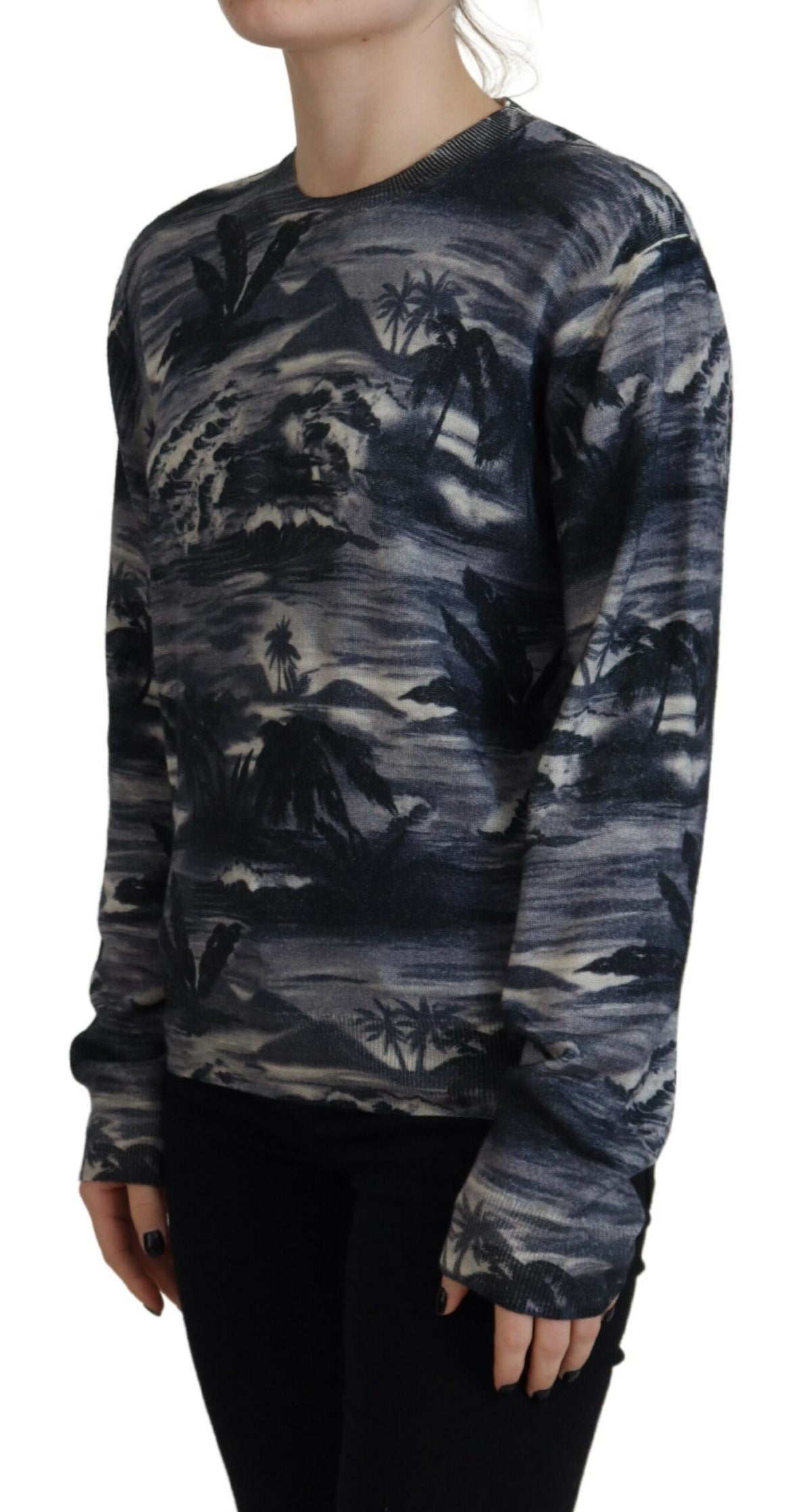 Dsquared² Schwarzer Langarm-Freizeitpullover mit Thunder Sky Print
