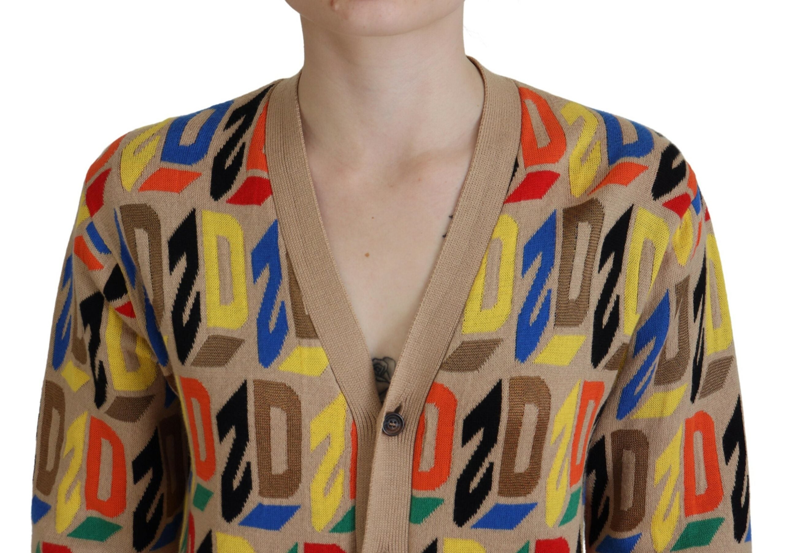 Brauner Baumwoll-Cardigan mit Logo