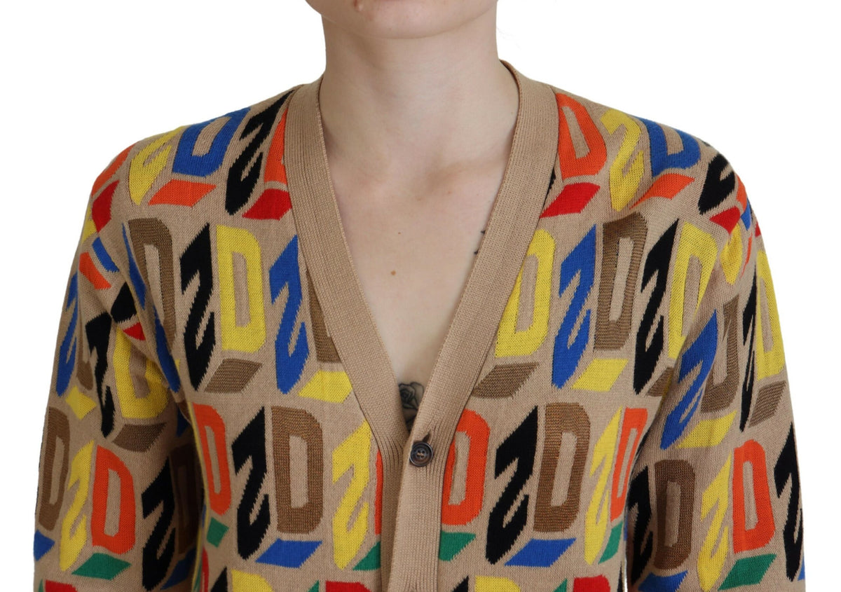 Dsquared² Brauner Logo Langarm Cardigan für Damen