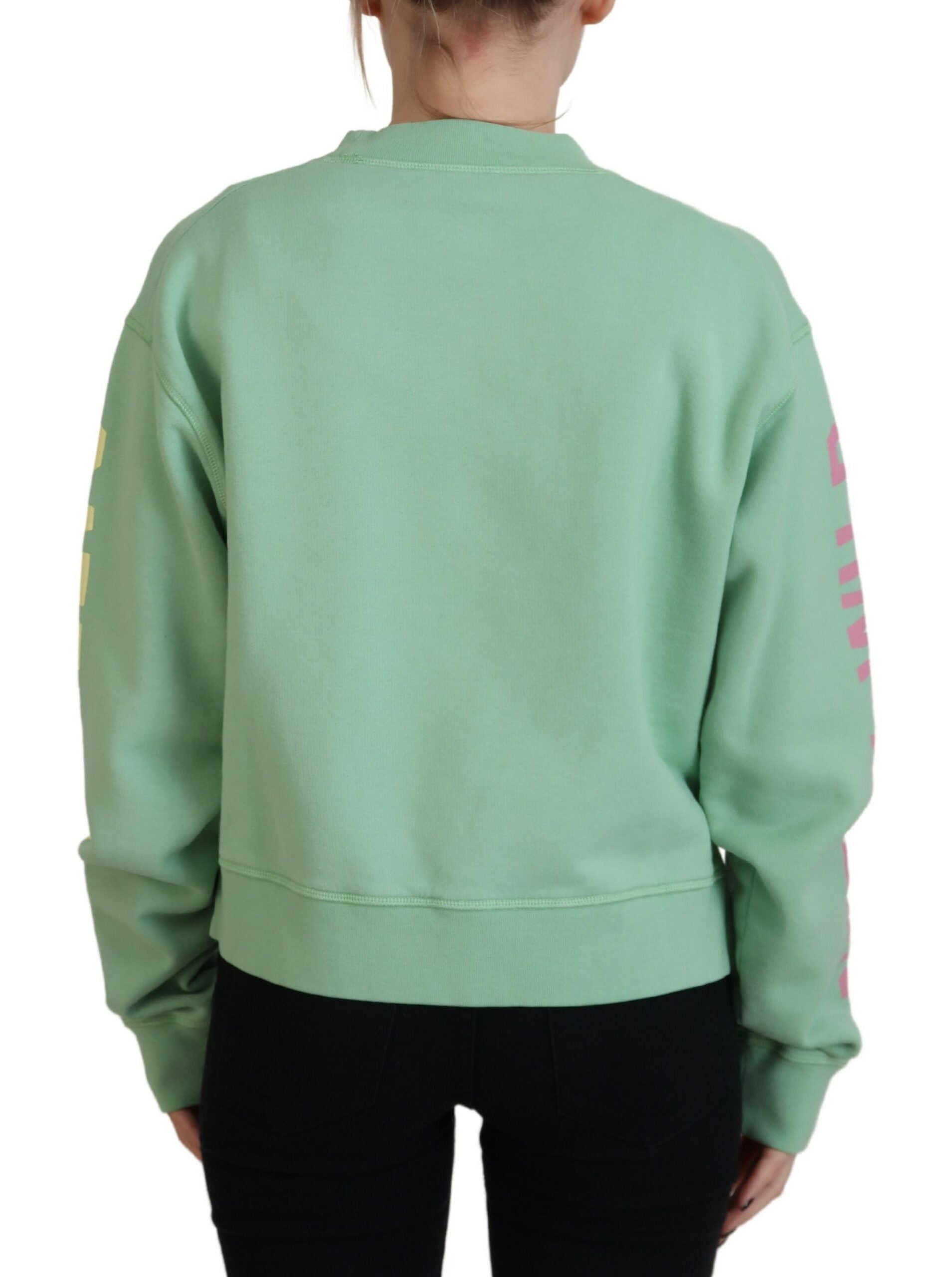 Pull à manches longues et col rond imprimé logo vert