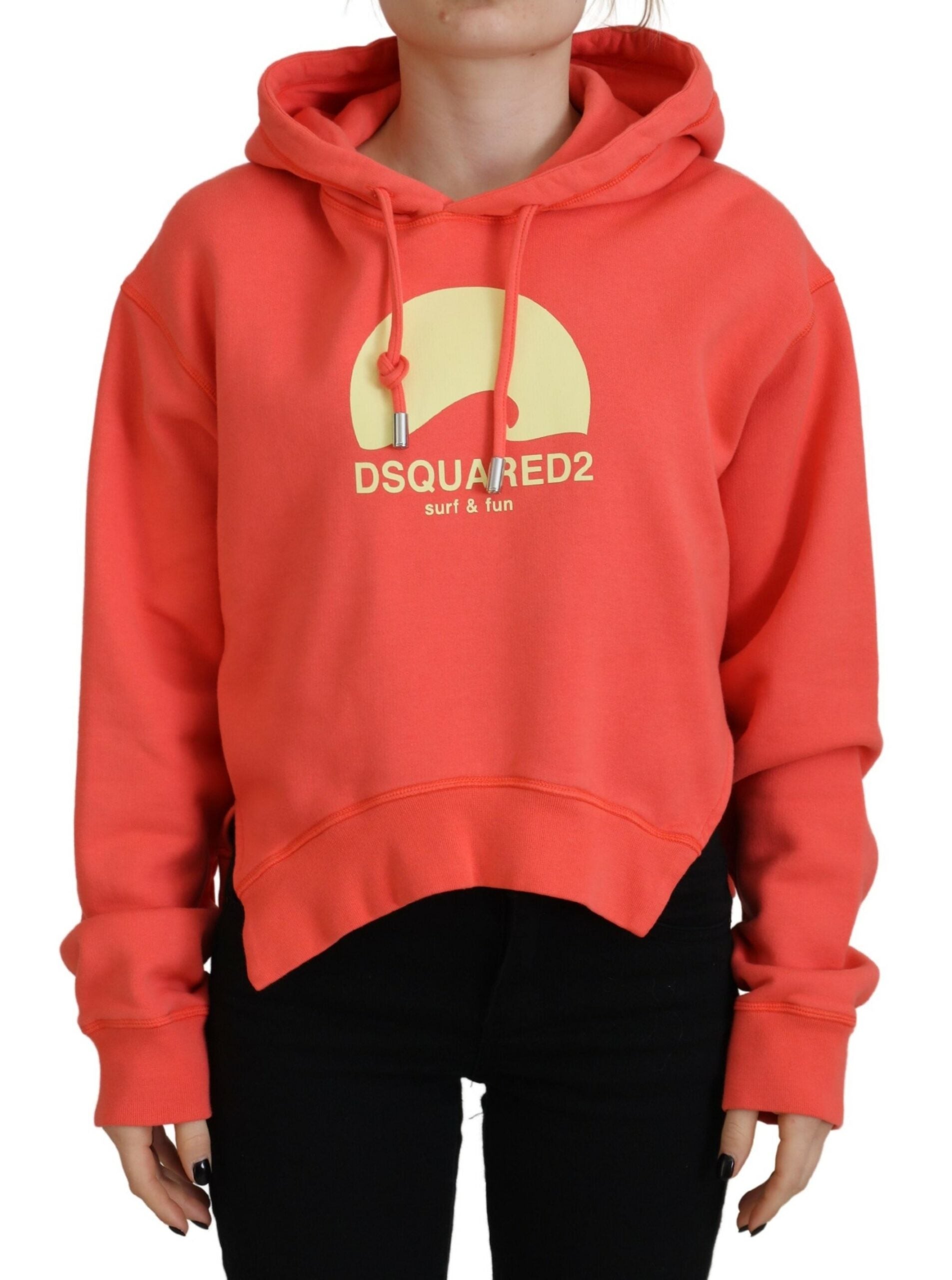 Sweat à capuche en coton rose imprimé logo