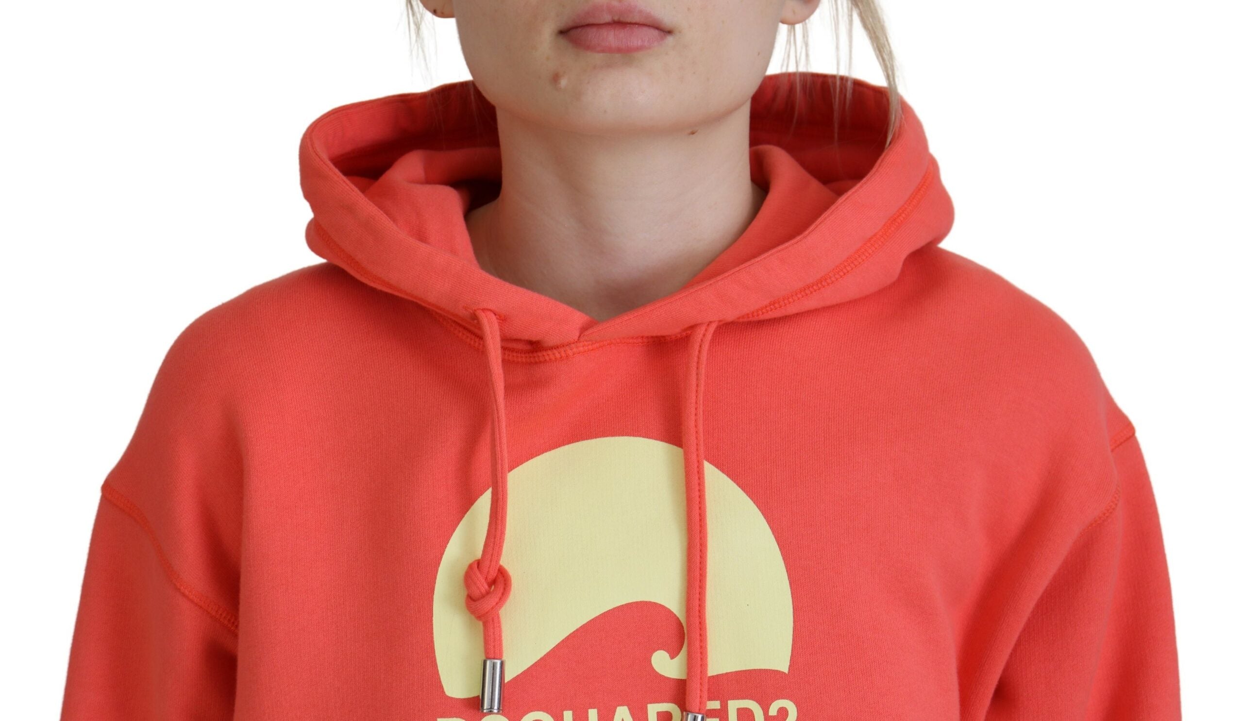 Sweat à capuche en coton rose imprimé logo