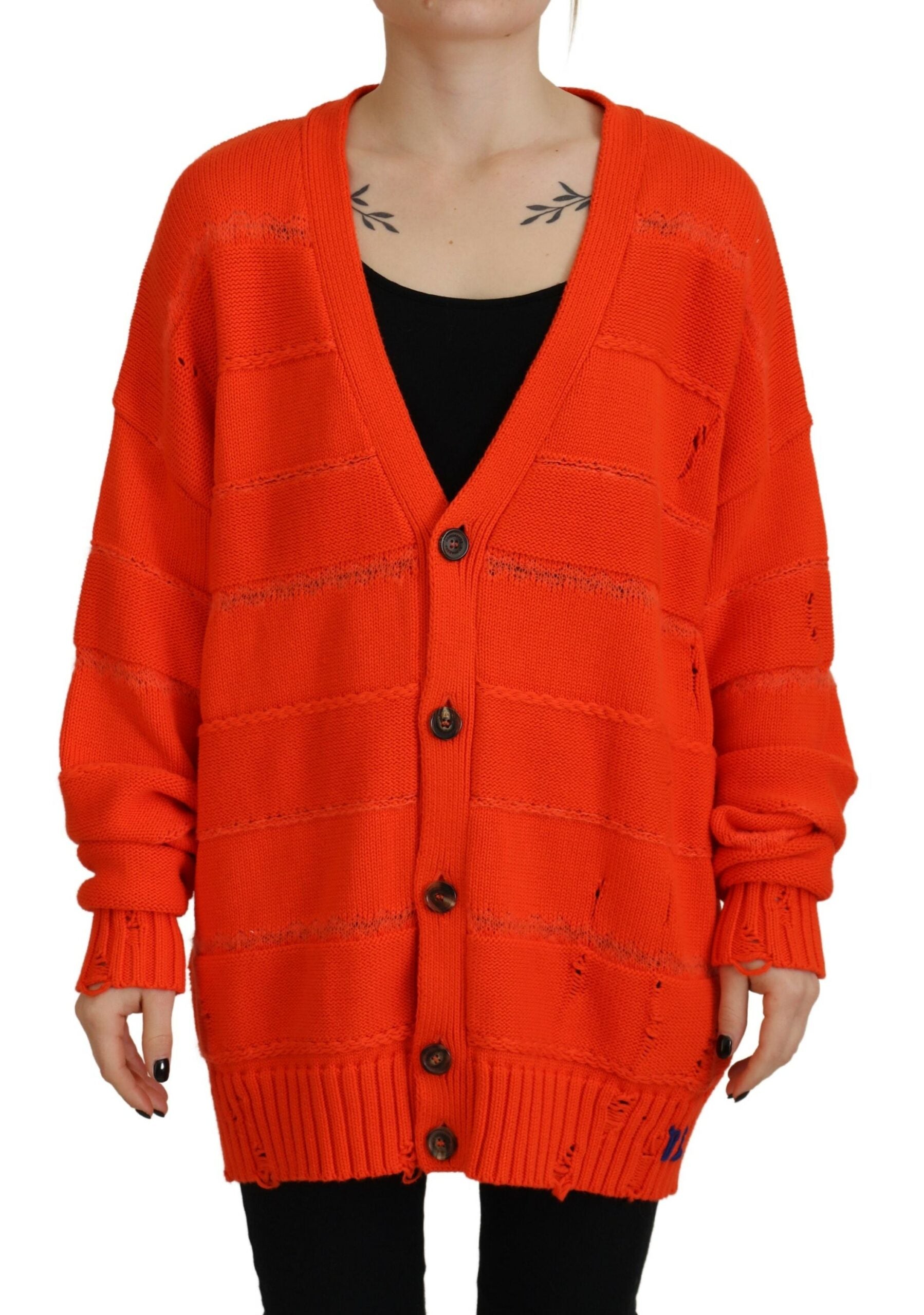 Gilet boutonné en maille de coton orange