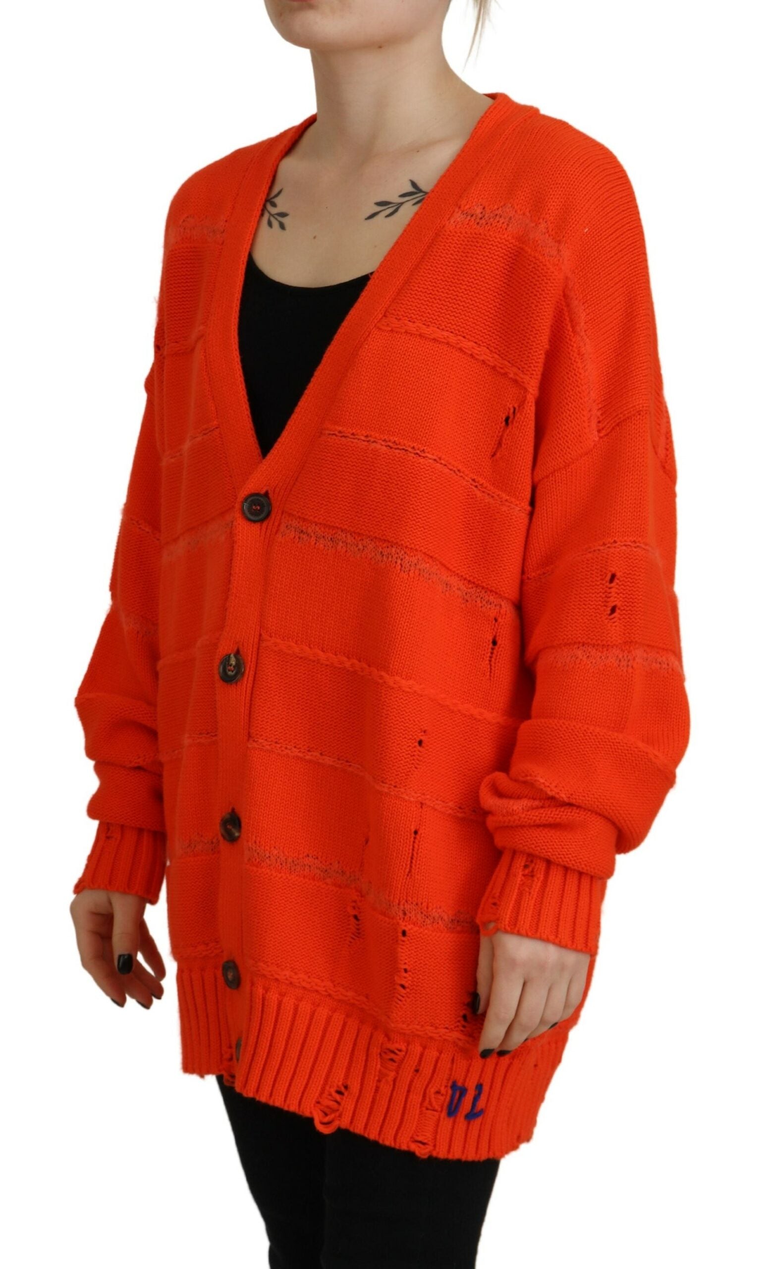 Gilet boutonné en maille de coton orange