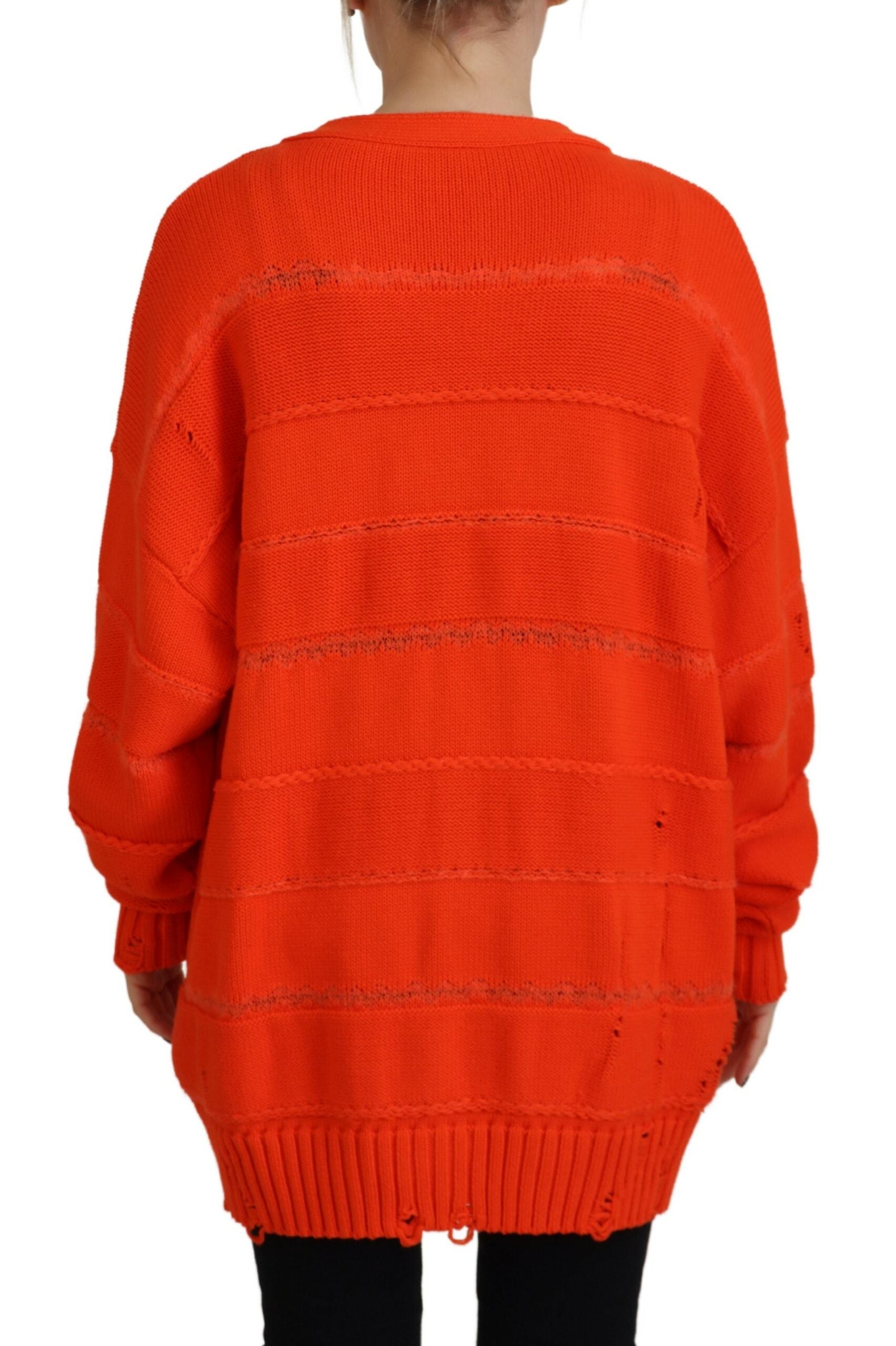 Gilet boutonné en maille de coton orange