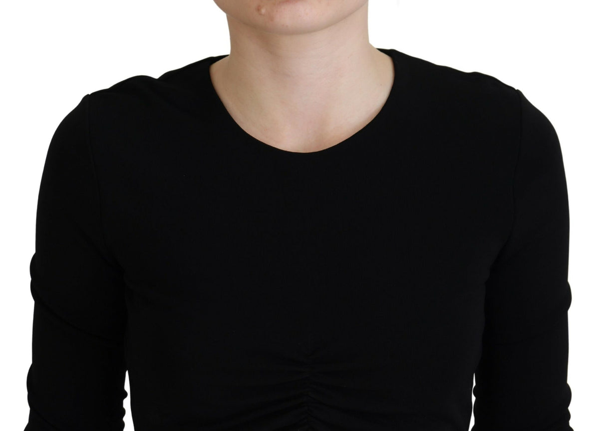 Haut court Dsquared² noir en viscose à col rond et manches longues