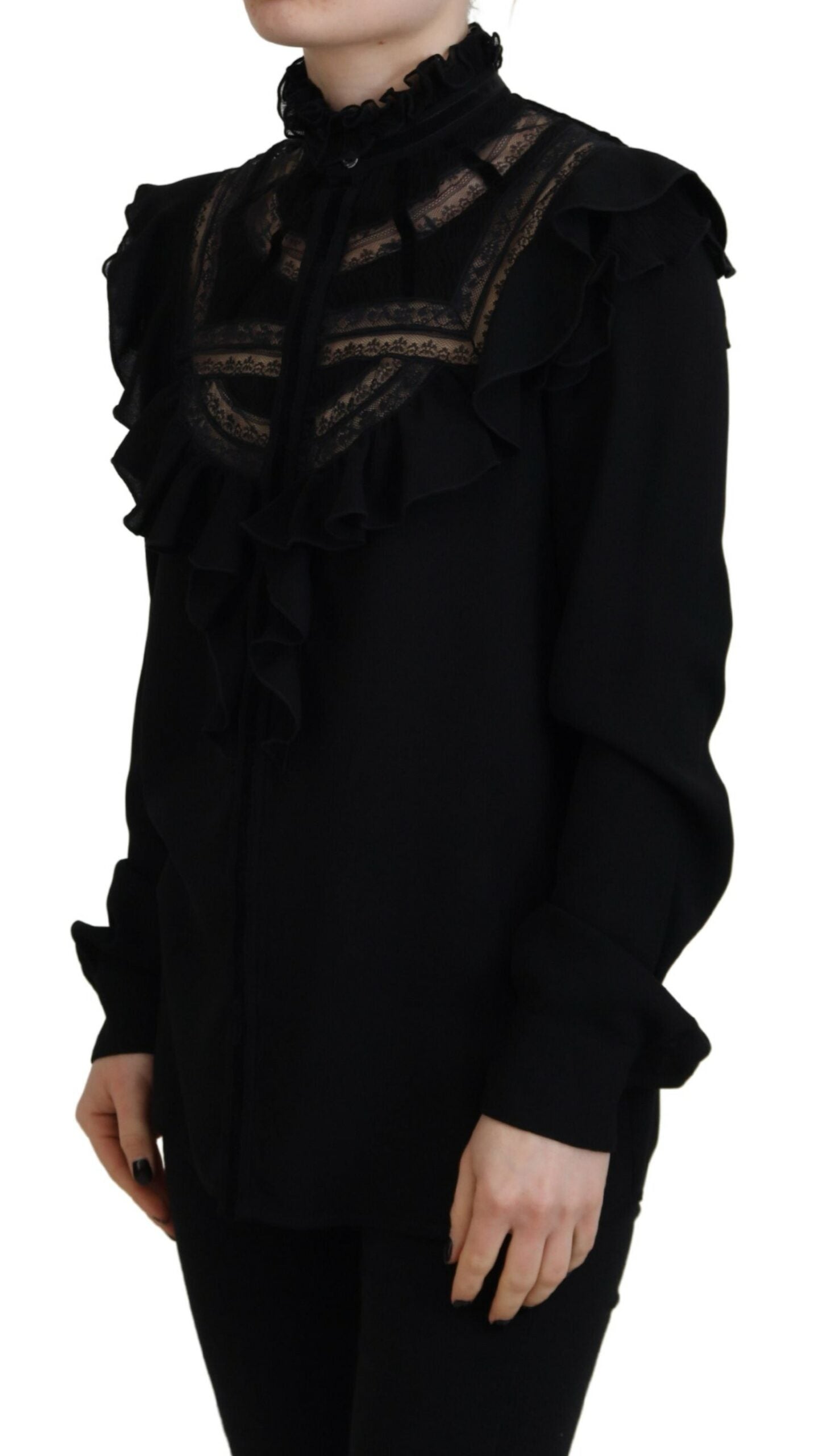 Haut à manches longues et col roulé en dentelle noire Dsquared²