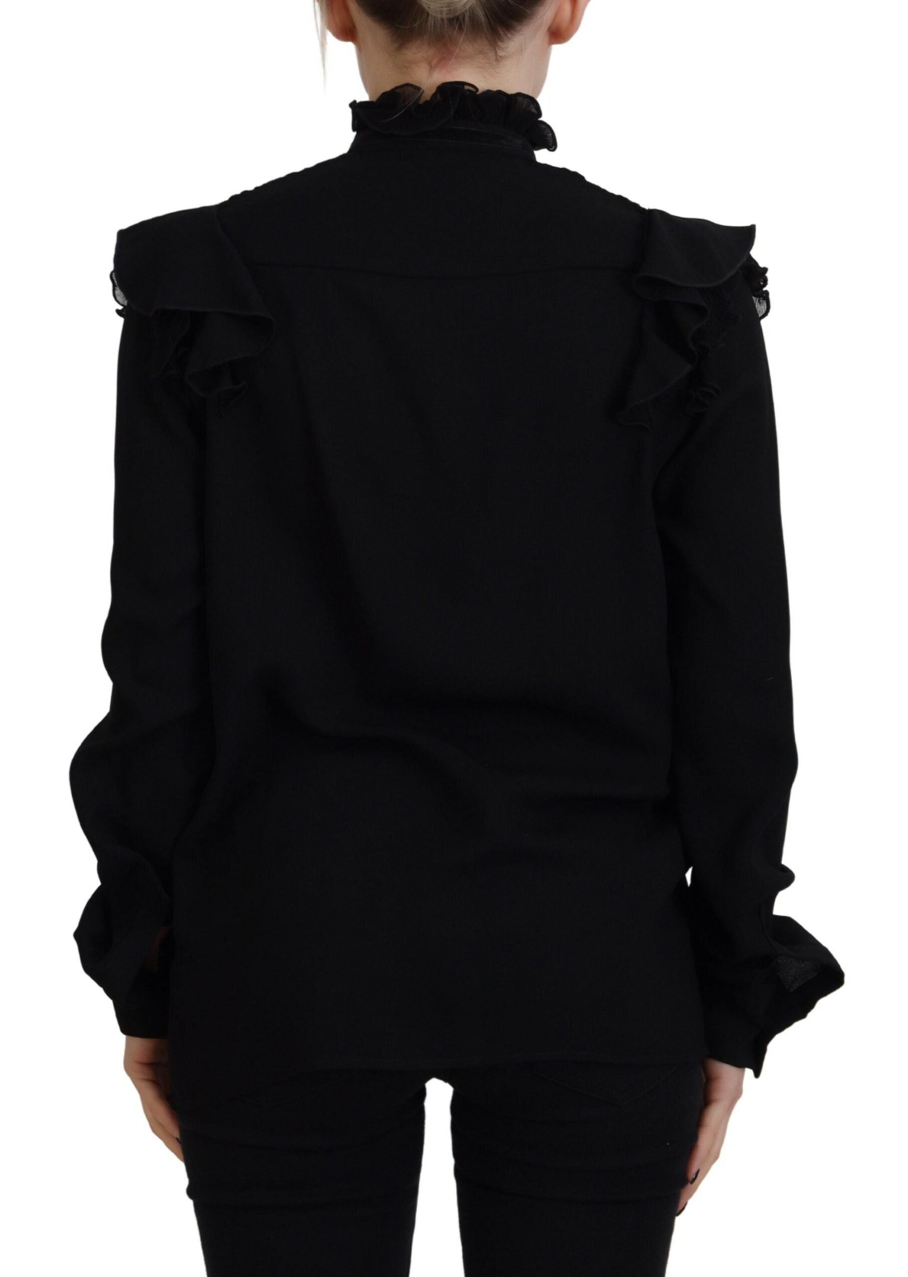 Haut à manches longues et col roulé en dentelle noire Dsquared²
