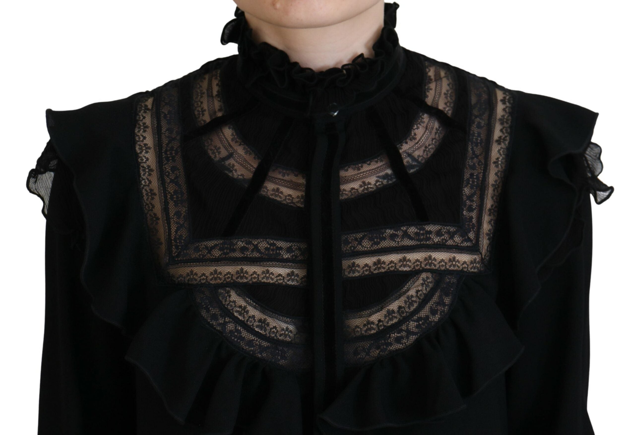 Haut à manches longues et col roulé en dentelle noire Dsquared²