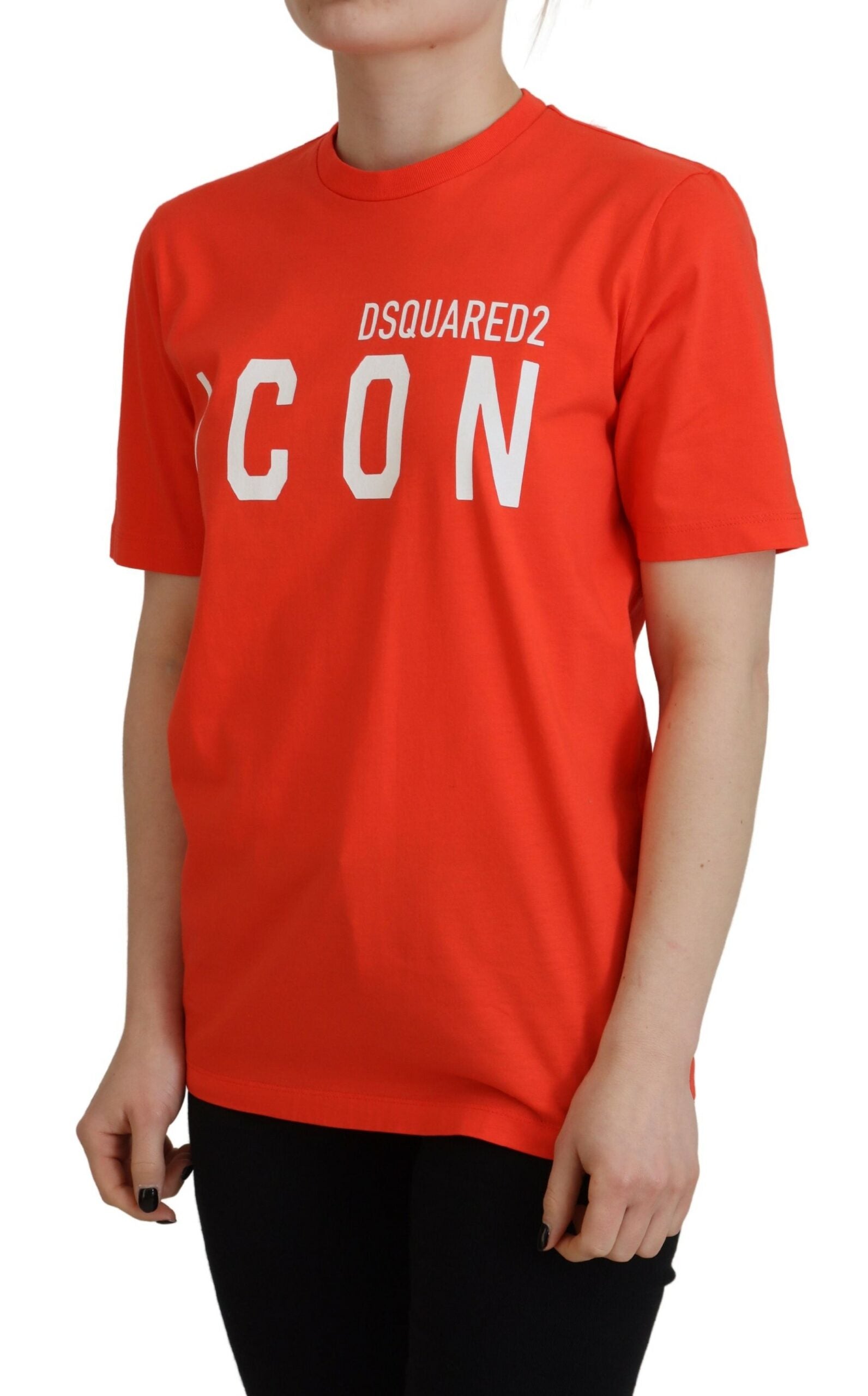 T-shirt à col rond Orange Cotton Shiny Icon East Tee