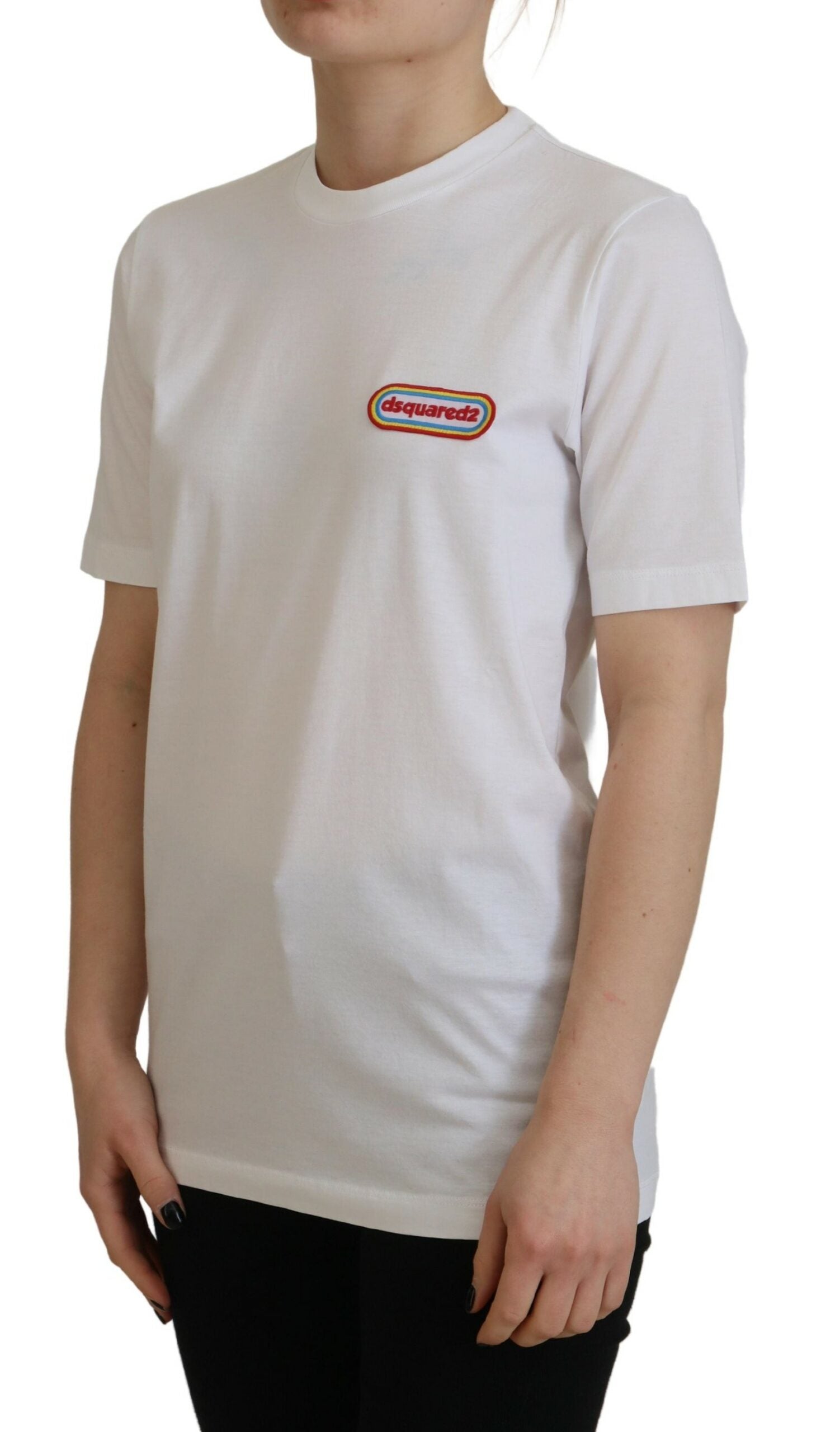 T-shirt à manches courtes et col rond avec logo blanc