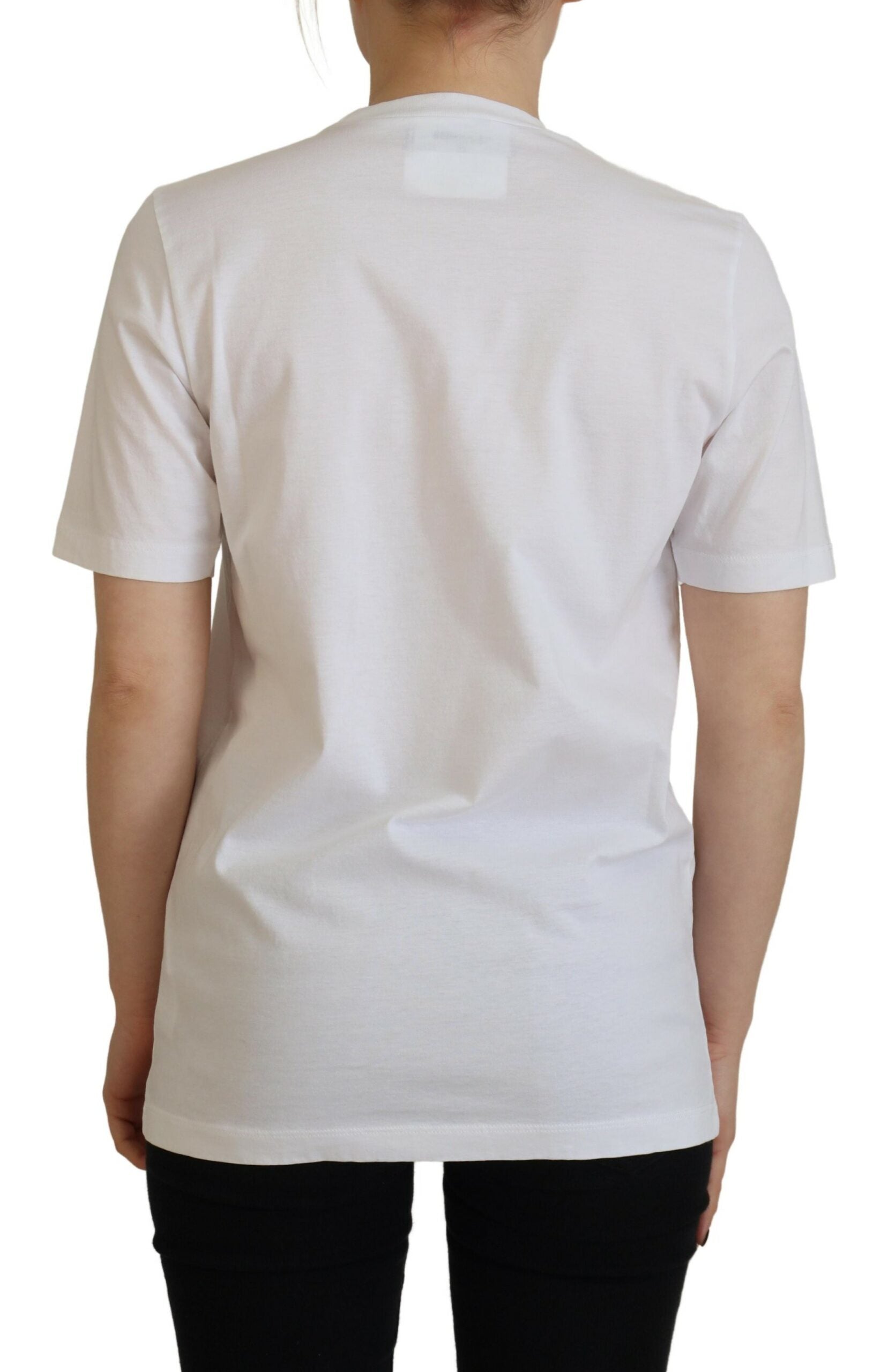 T-shirt à manches courtes et col rond avec logo blanc