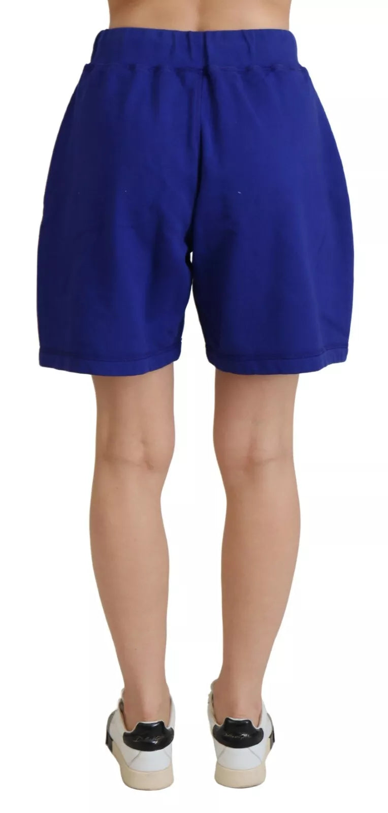 Blaue High Waist Baumwoll-Sweatshorts mit Logo von DSQUARED2