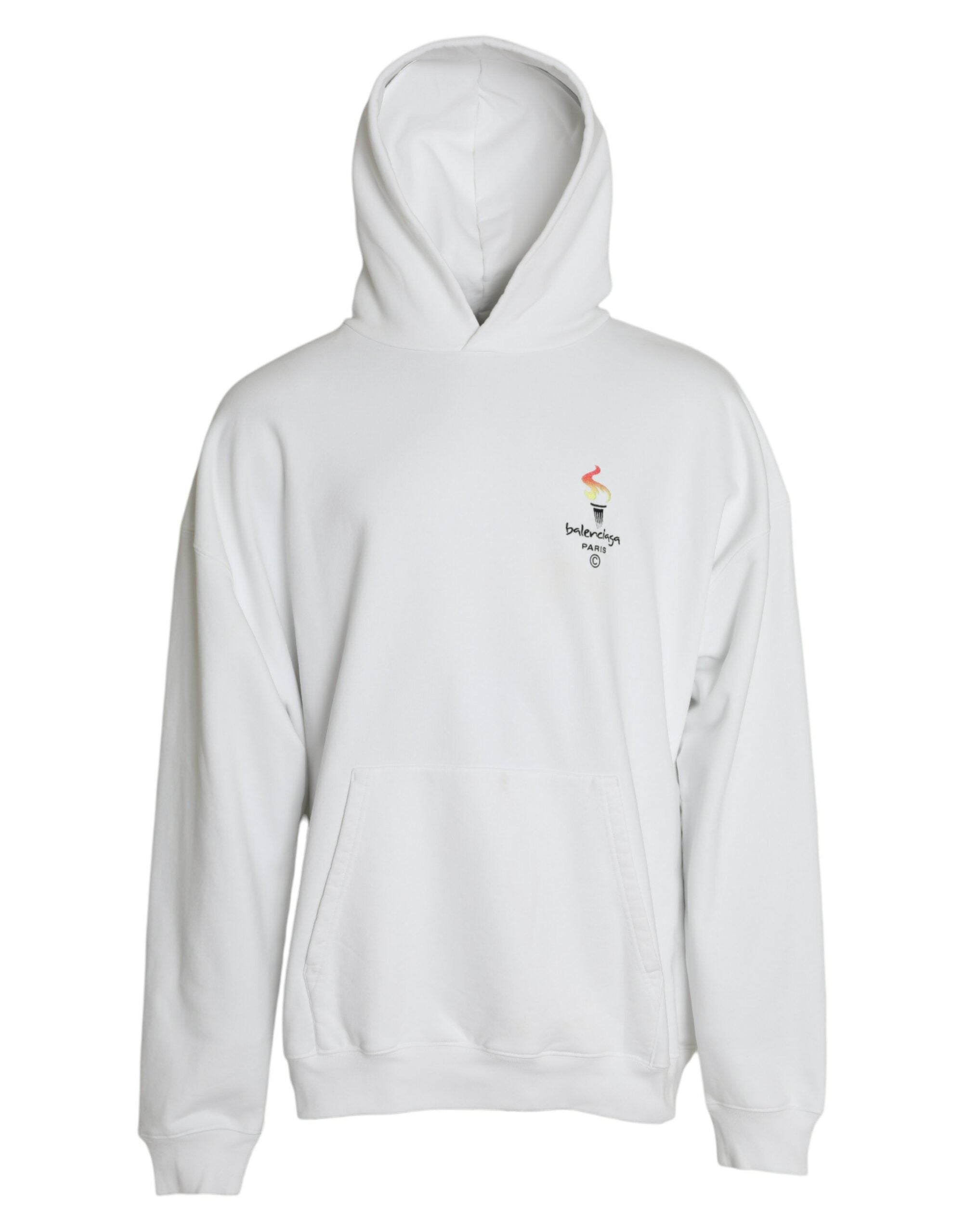 Sweat-shirt à capuche blanc en coton avec logo