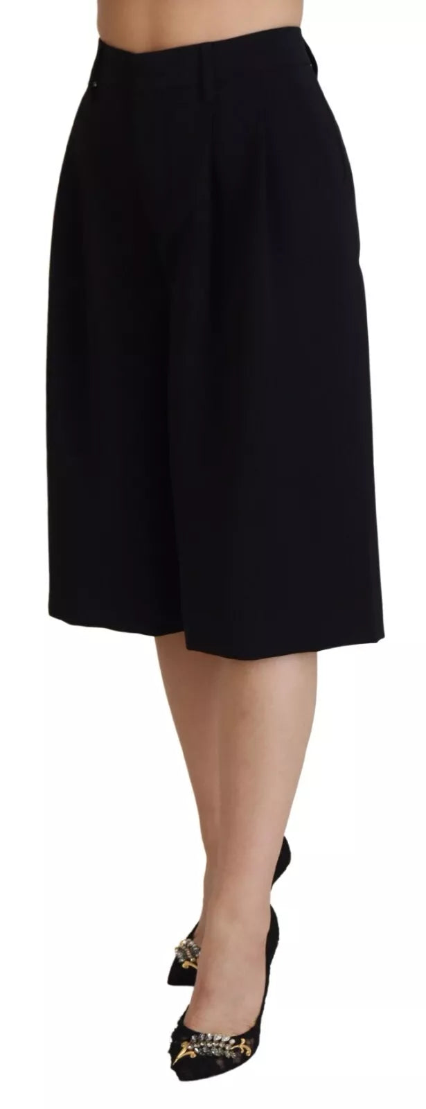 Pantalon large court taille haute noir Dsquared²