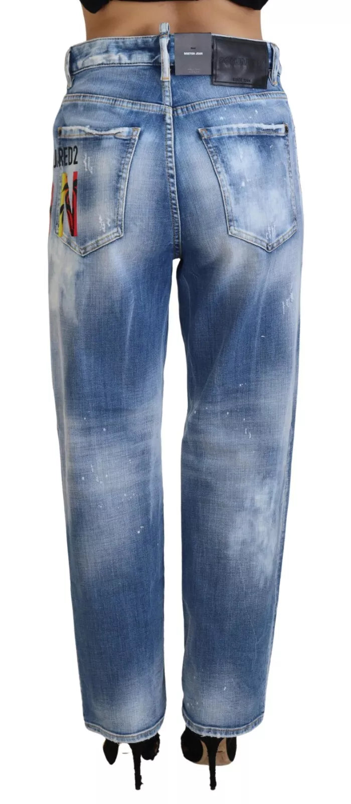 Blaue High-Waist Jeans aus Baumwolle
