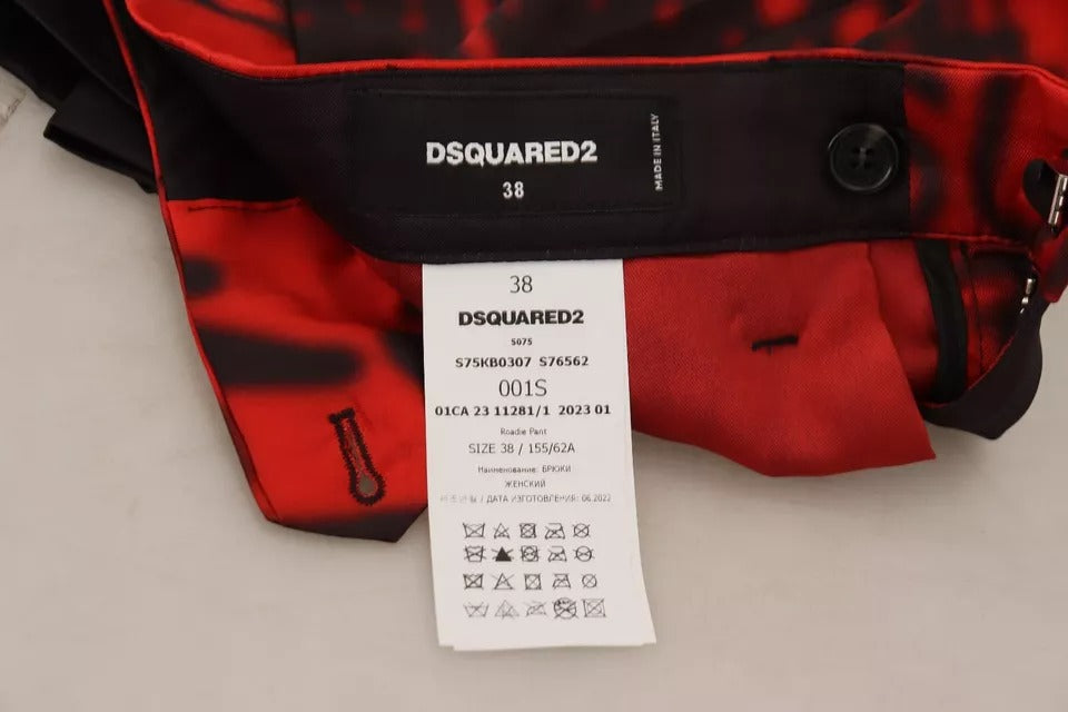 Dsquared² Pantalon droit taille haute imprimé rouge