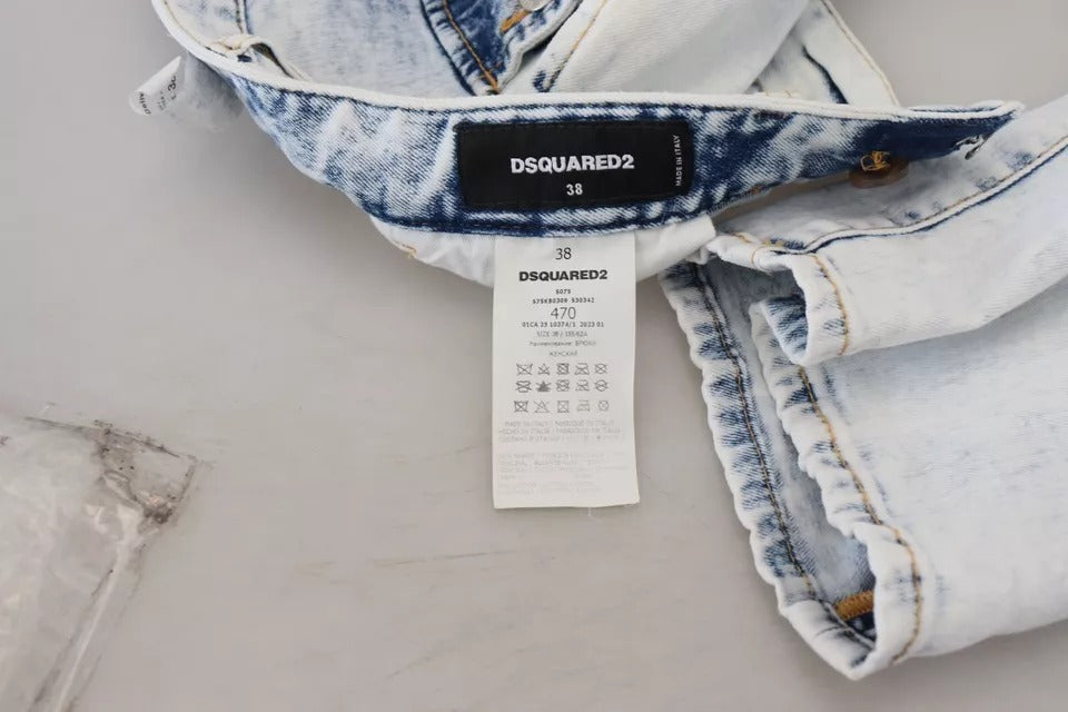 Jean Dsquared² droit taille haute en denim de coton bleu clair