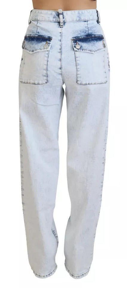 Jean Dsquared² droit taille haute en denim de coton bleu clair