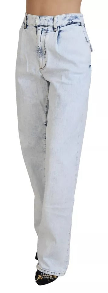 Jean Dsquared² droit taille haute en denim de coton bleu clair