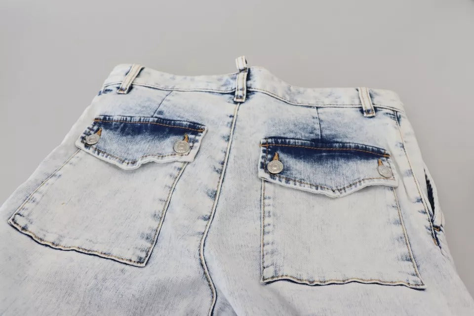 Jean Dsquared² droit taille haute en denim de coton bleu clair