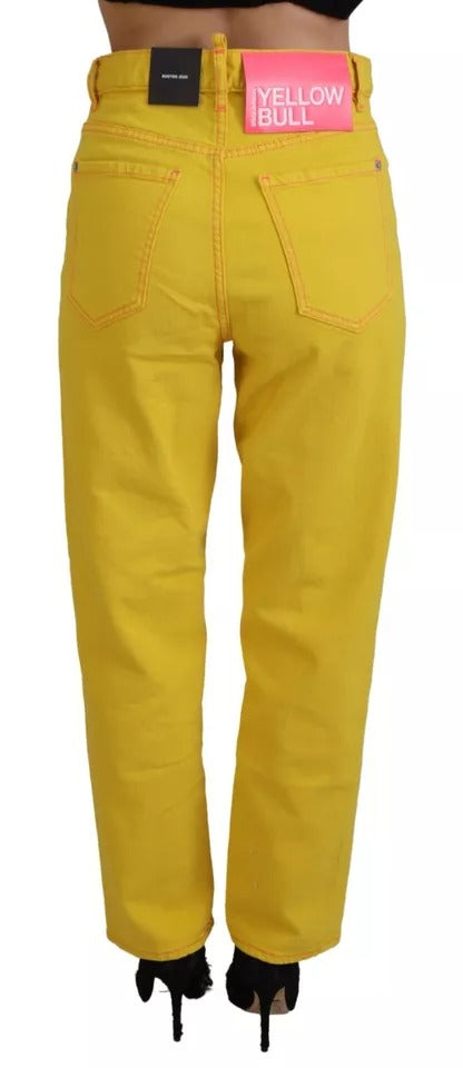 Jean Boston en denim jaune coton taille haute droit