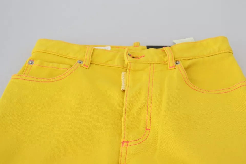 Jean Boston en denim jaune coton taille haute droit