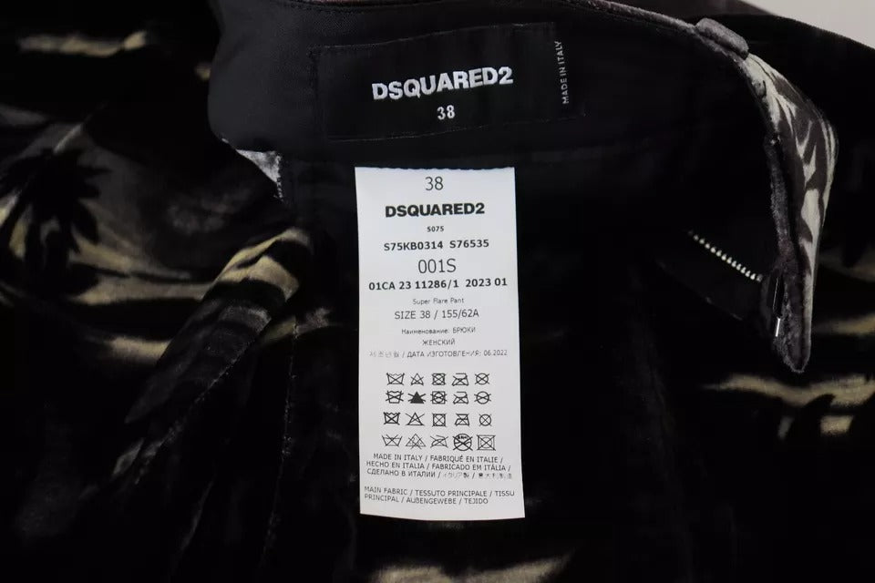 Pantalon noir imprimé taille haute super évasé