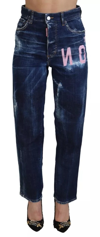 Blaue High-Waist Jeans aus Baumwolle