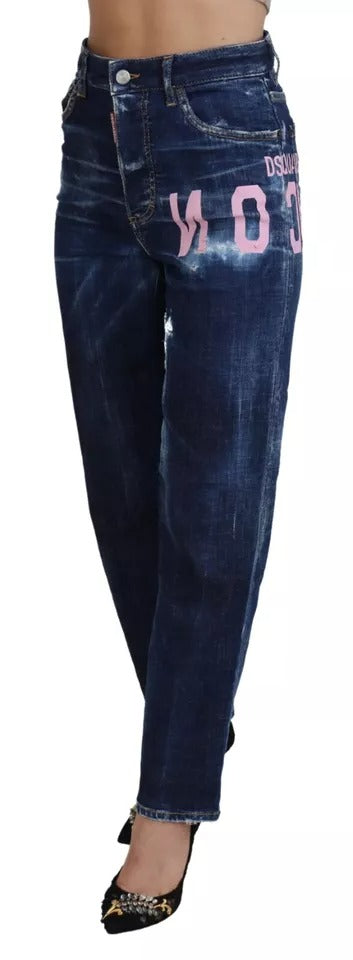 Jean droit taille haute Dsquared² Blue Icon Boston