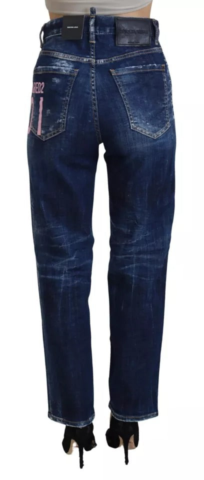 Jean droit taille haute Dsquared² Blue Icon Boston