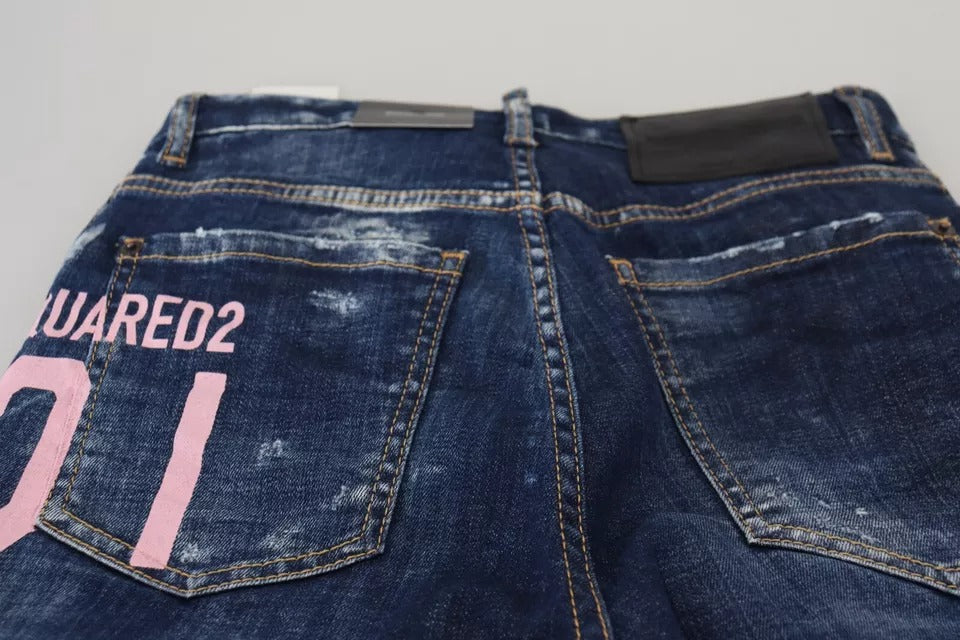 Jean droit taille haute Dsquared² Blue Icon Boston