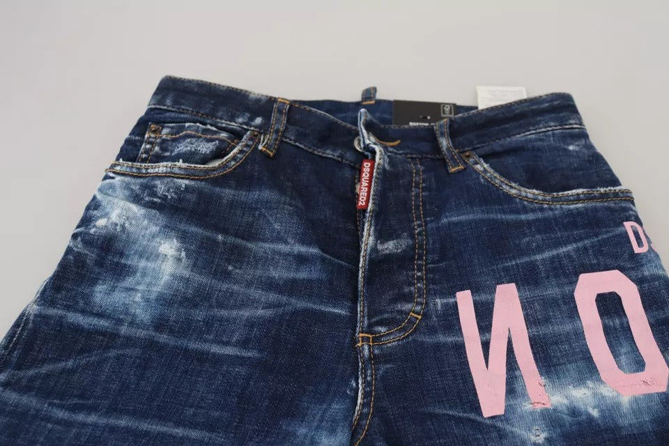 Jean droit taille haute Dsquared² Blue Icon Boston