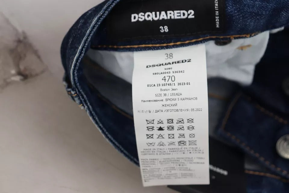 Jean droit taille haute Dsquared² Blue Icon Boston