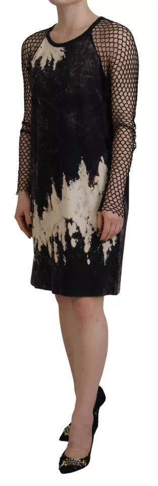 Robe T-shirt Dsquared² en maille tie-dye noire à manches longues en coton