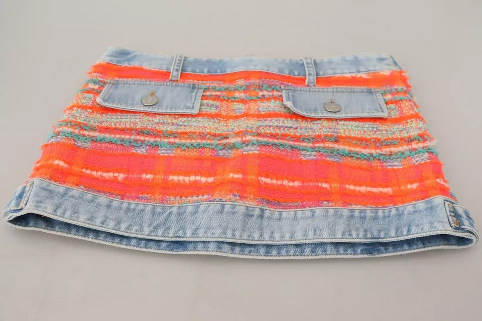 Jupe en jean trapèze taille basse en polyester multicolore