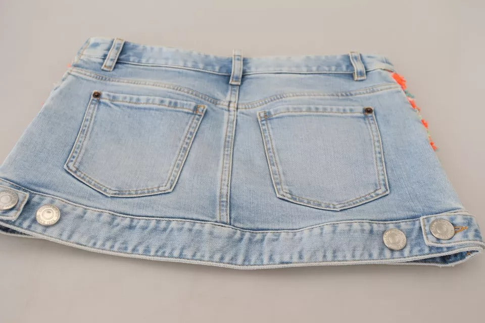 Jupe en jean trapèze taille basse en polyester multicolore