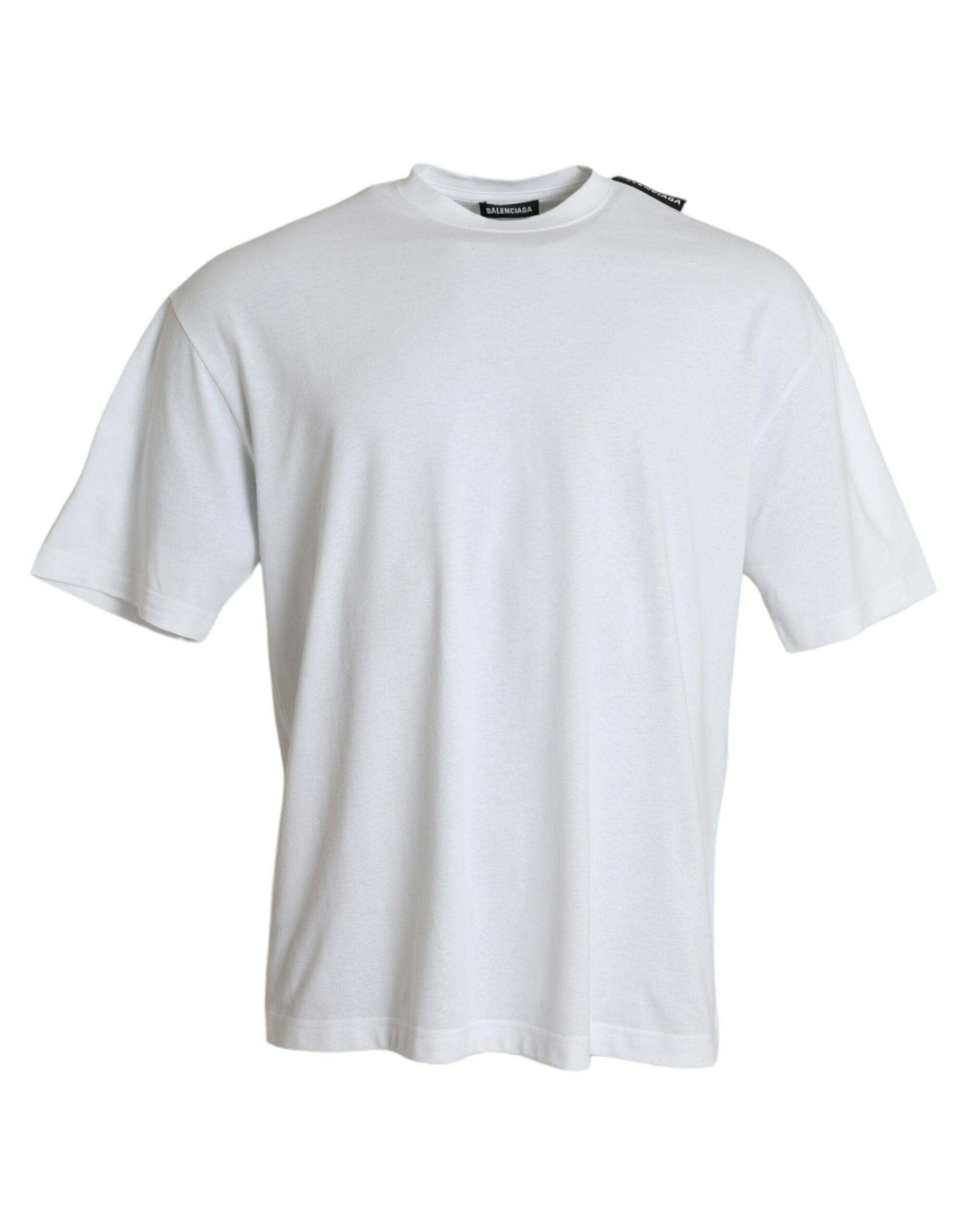 T-shirt à col rond en jersey de coton blanc cassé