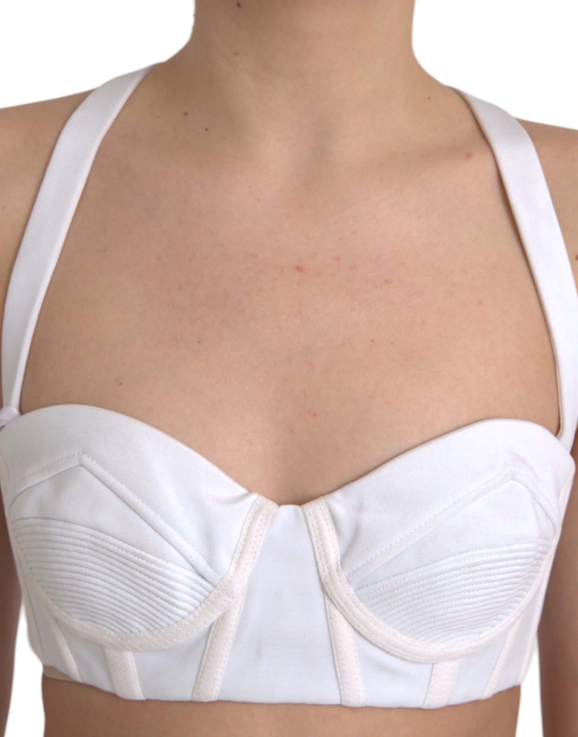 White Synthetic Bustier Cropped Top by Gianni Versace