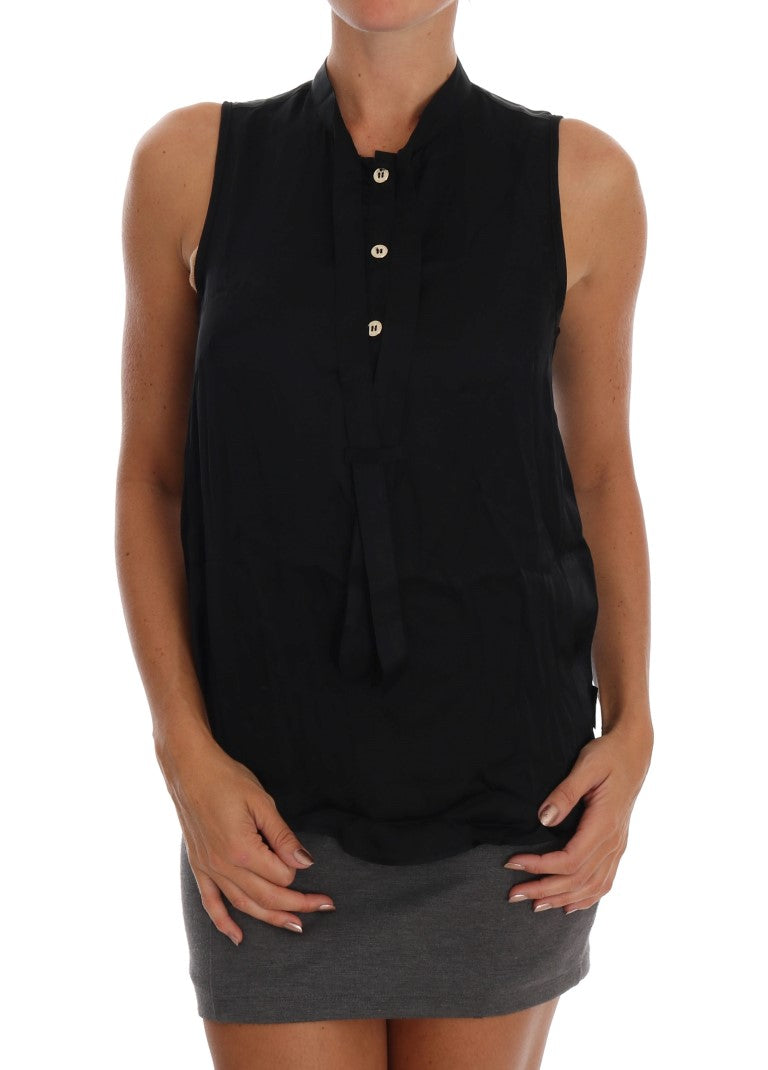 Schwarze ärmellose Bluse aus Viskosemischung von Versace Jeans