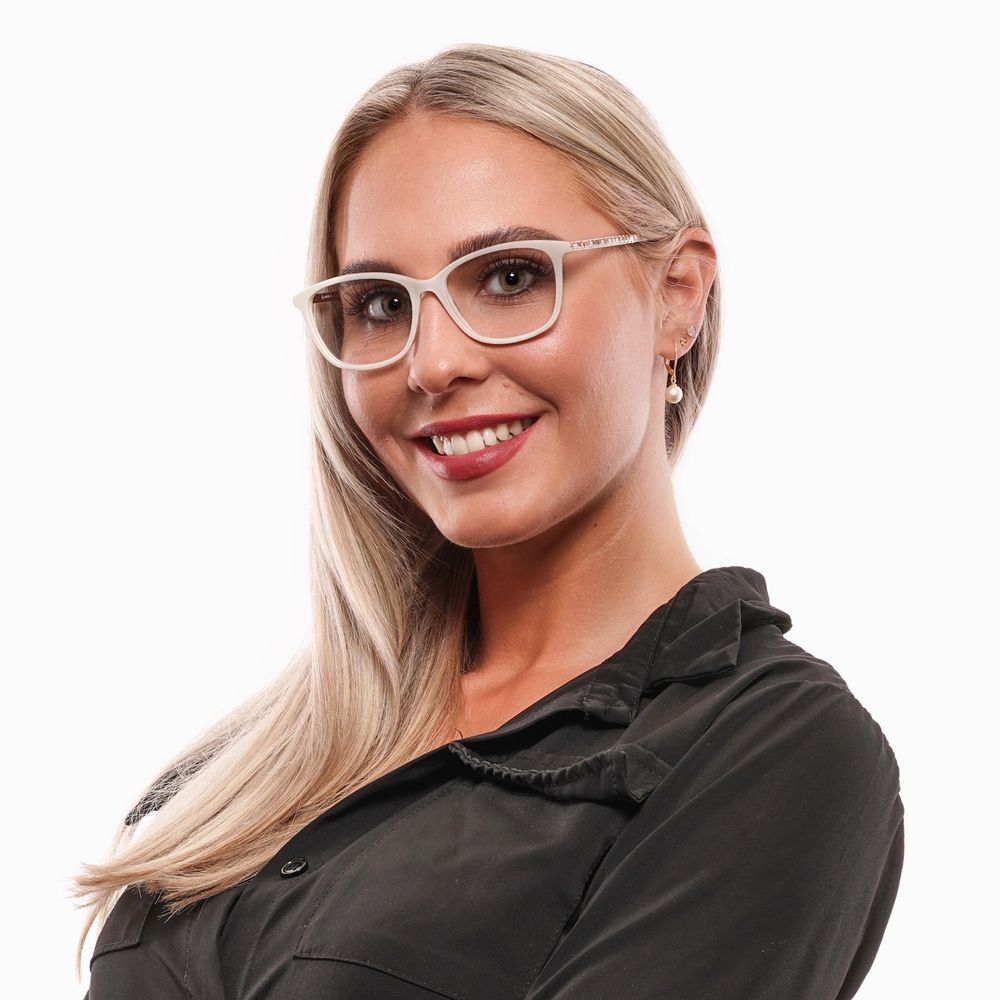 White Synthetic & Metal Women's Glasses with Swarovski Detail