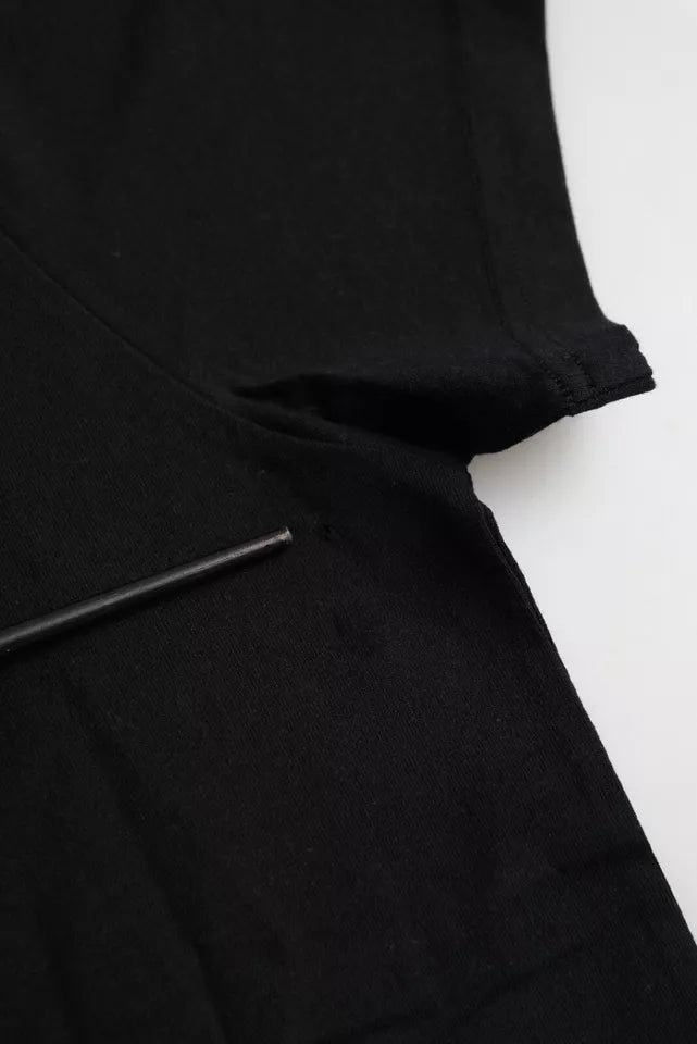 T-shirt noir en coton à manches courtes et col rond avec logo