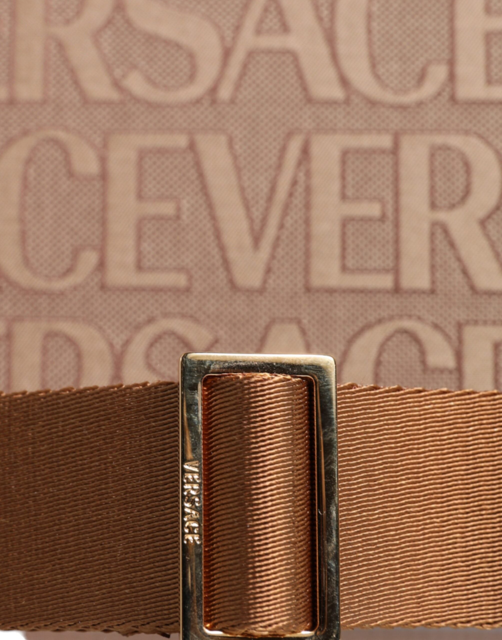 Brown Leather Crossbody Tote Bag with Jacquard Logo