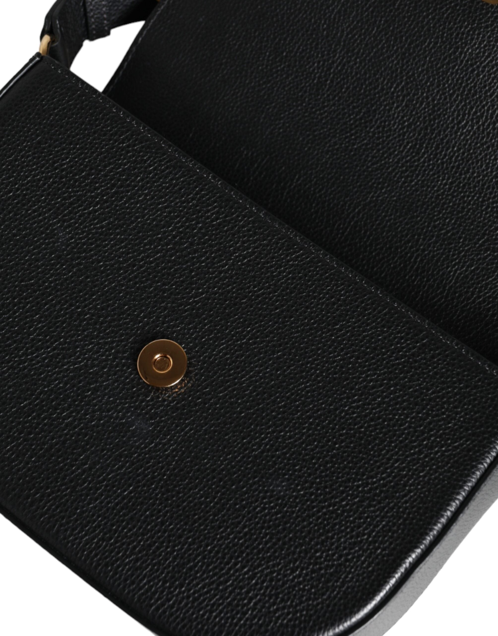 Schwarze Leder-Umhängetasche mit Logo