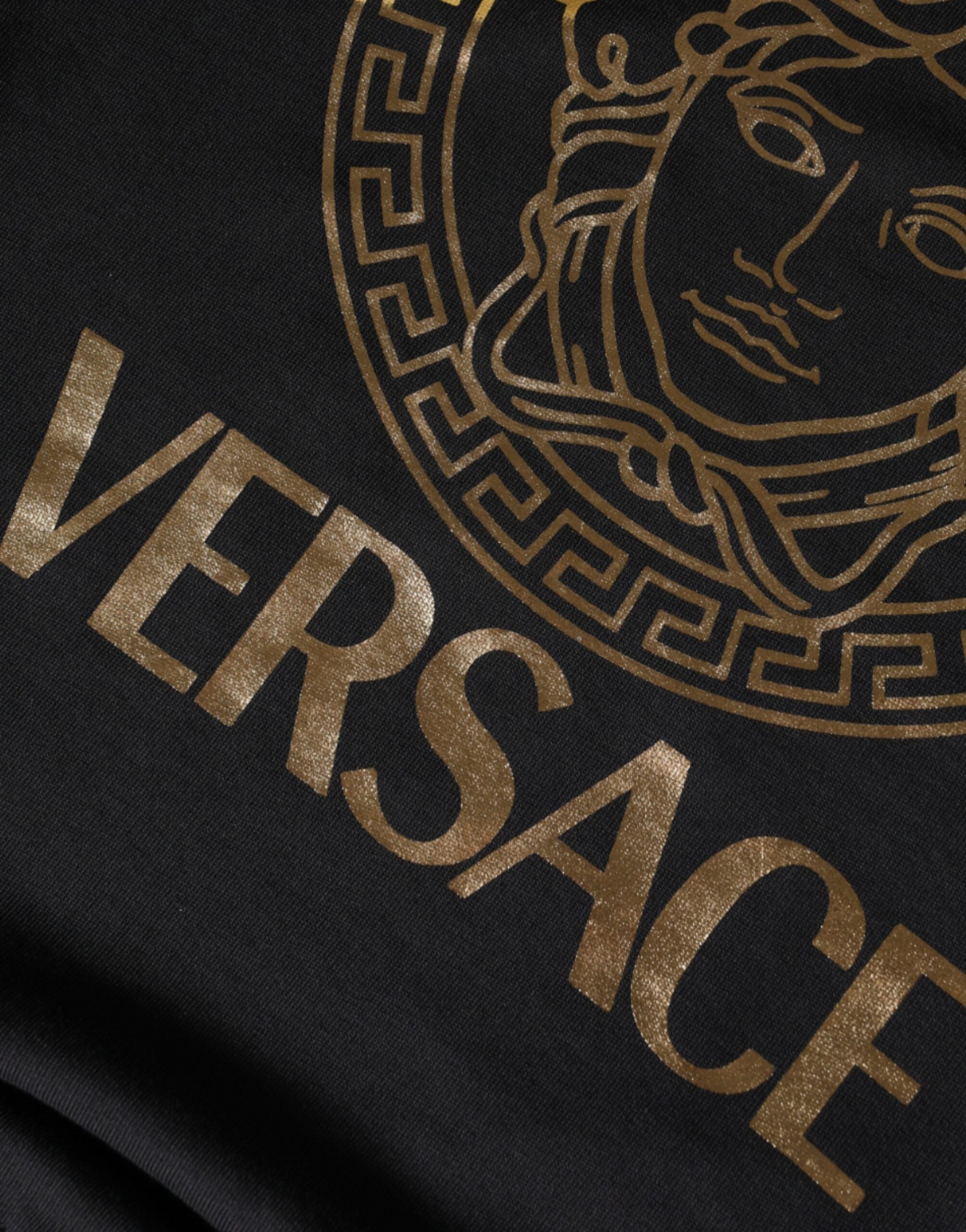 Sweat-shirt à col rond en coton molletonné noir Medusa