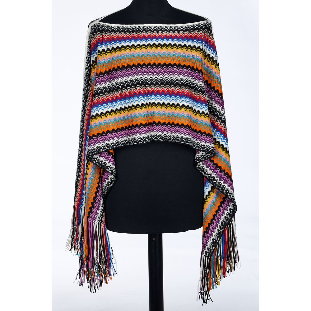 Poncho en laine multicolore pour femme