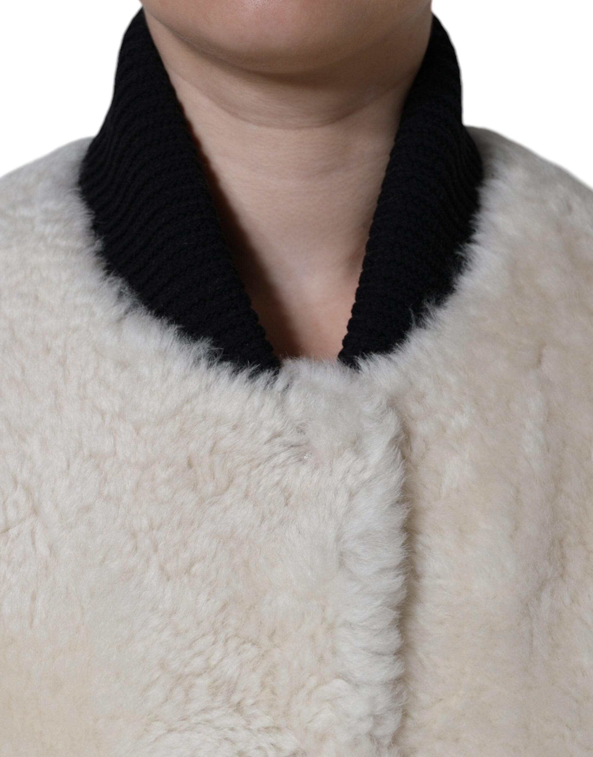 Weiße Leder-Shearling-Weste Jacke BURBERRY WARRENFORD