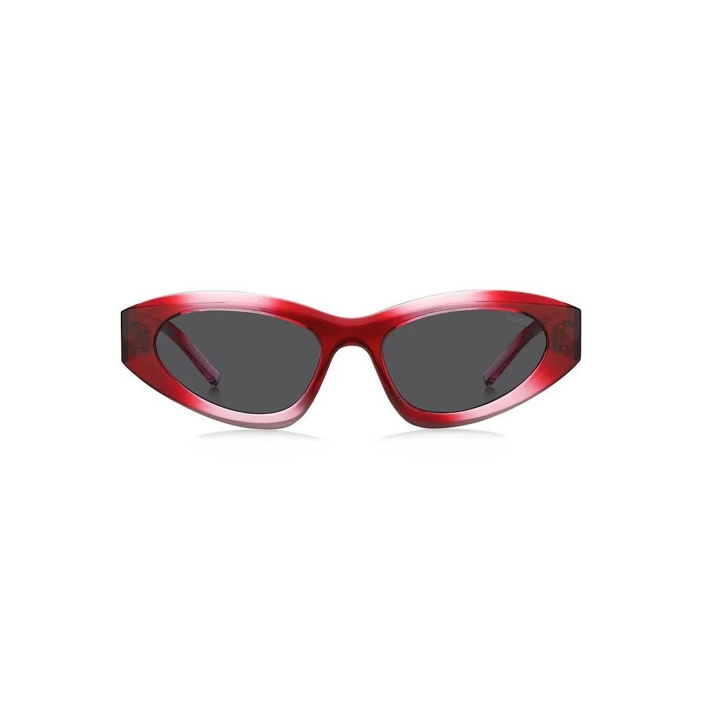 Pinkfarbene synthetische Sonnenbrille mit grauen Gläsern
